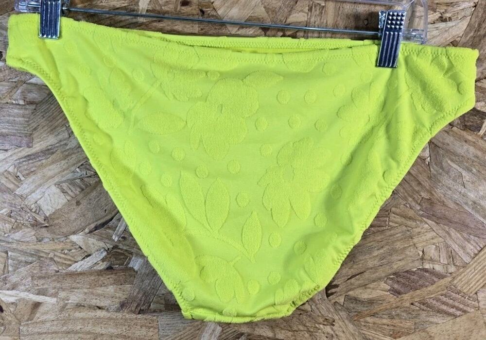 NWT American Eagle Aerie Neon Green Floral Bikini Swim Bottoms Women's Large